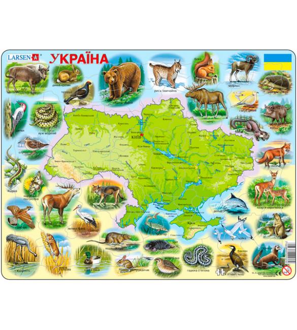 Пазлы Карта Украины - животный мир